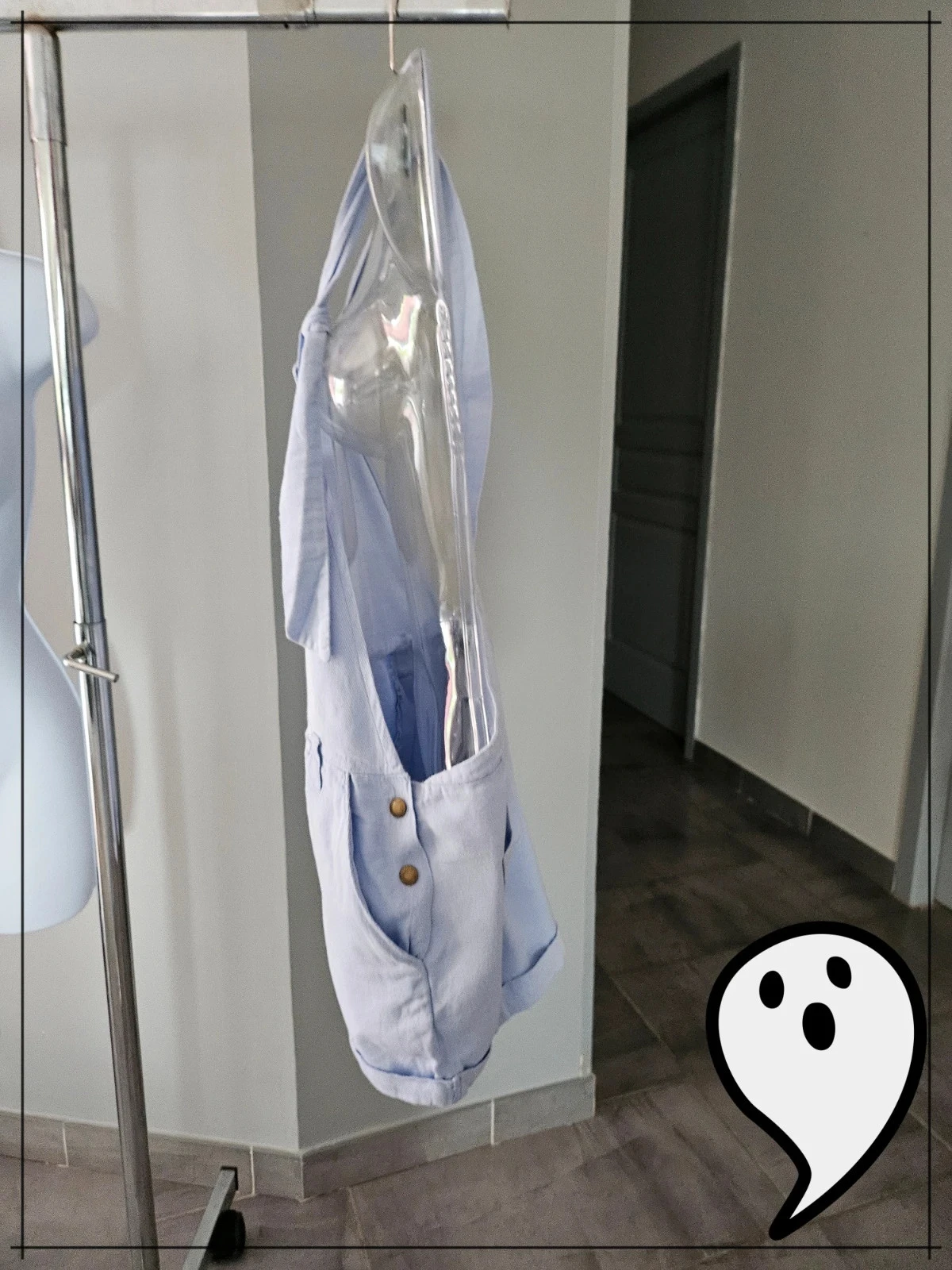 light blue and white striped hand-made combi short – photo 7